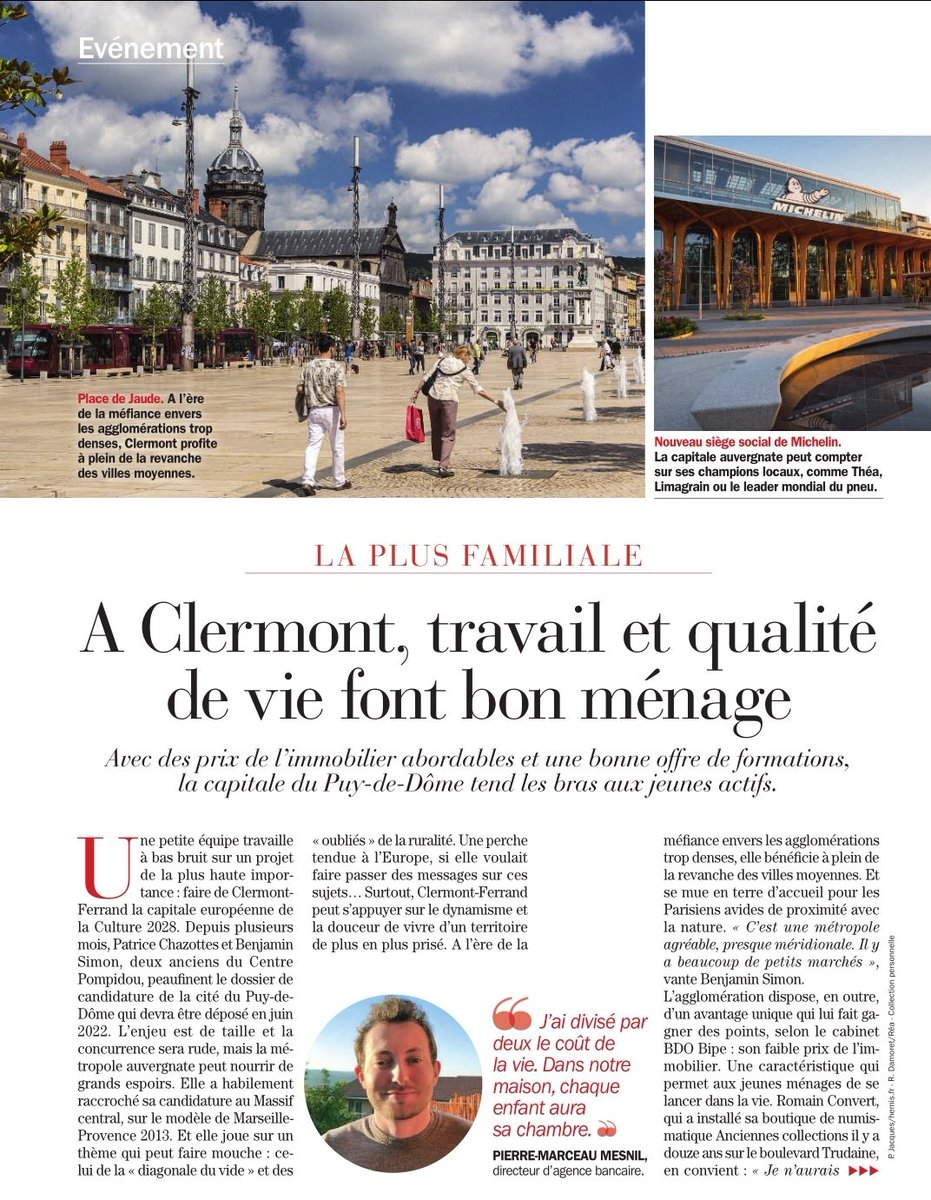 remiclement_'s tweet photo. Les clichés sur la ville noire et ses pistes Michelin ont vécu. Avec ses universités, son écosystème de PME et son effervescence culturelle, Clermont-Ferrand s'impose dans notre classement comme la ville la plus attractive pour les ménages français. https://t.co/oBYUk7c3Bl