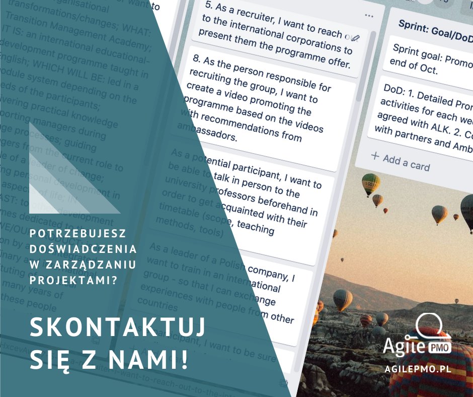 StrefaPMI's tweet photo. Twórz projekt w naszych zespołach i dołącz do warsztatów AgilePMO. Z kodem StrefaPMI wybrane kursy 10% taniej! Więcej na stronie: https://t.co/va6ffVxwJt /Post sponsorowany https://t.co/uI62Cdlbti