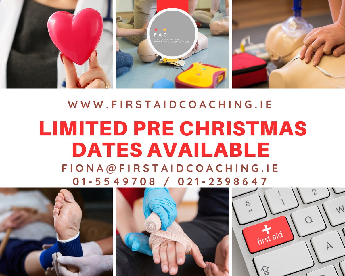 FAC_FirstAid's tweet photo. The Last Of Our Pre Christmas Dates Available!
Follow the link for more info and dates;
https://t.co/Ml352tqpjK
Email FIONA@FIRSTAIDCOACHING.IE or Call 021-2398647  / 01-5549708
#FirstAid #lifeskill #Ireland #transitionyear #secondaryschools #healthandsafety https://t.co/G2vwmuiqUL
