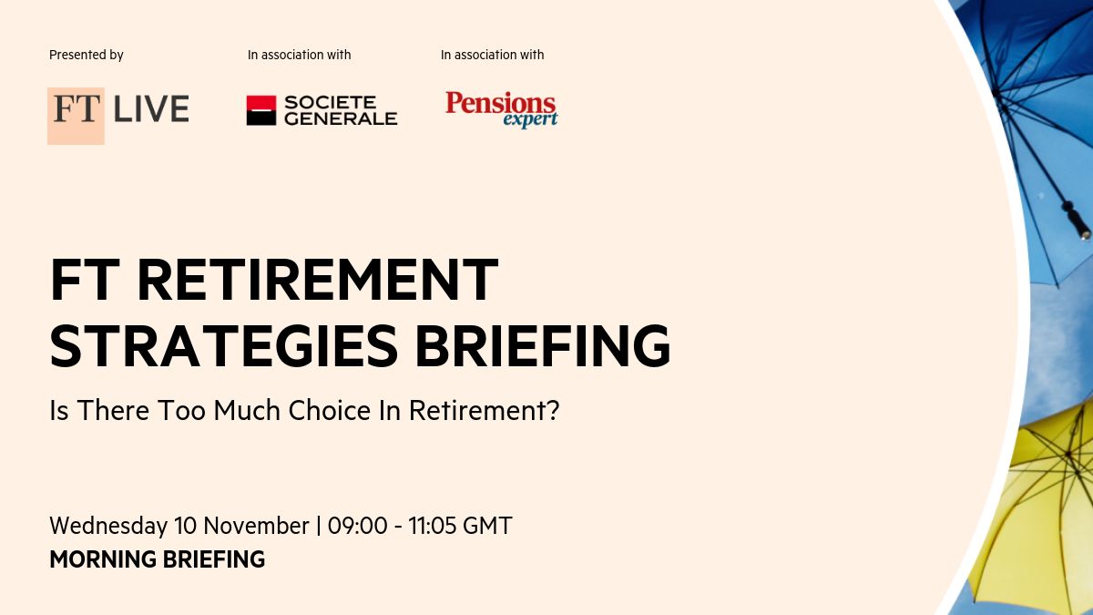 ftlive's tweet photo. (1) LIVE. Our retirement strategies briefing is starting now. Join senior industry leaders as they share their insights: https://t.co/V5zWyUIB06
#FTPensions https://t.co/SQfhh9nAYo