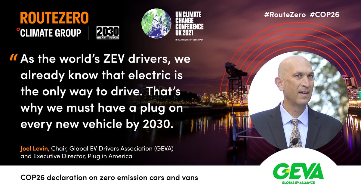 EVAEOfficial's tweet photo. EVA England welcomes the COP26 declaration on zero emission cars and has signed up as part of @GEVAlliance .
We hope that many more will commit to the move to 100% zero emission cars and vans.
https://t.co/A7WJqVrkNV
#COP26 #TogetherForOurPlanet #RouteZero #EVRoadToCop https://t.co/FKwcnmjAtT