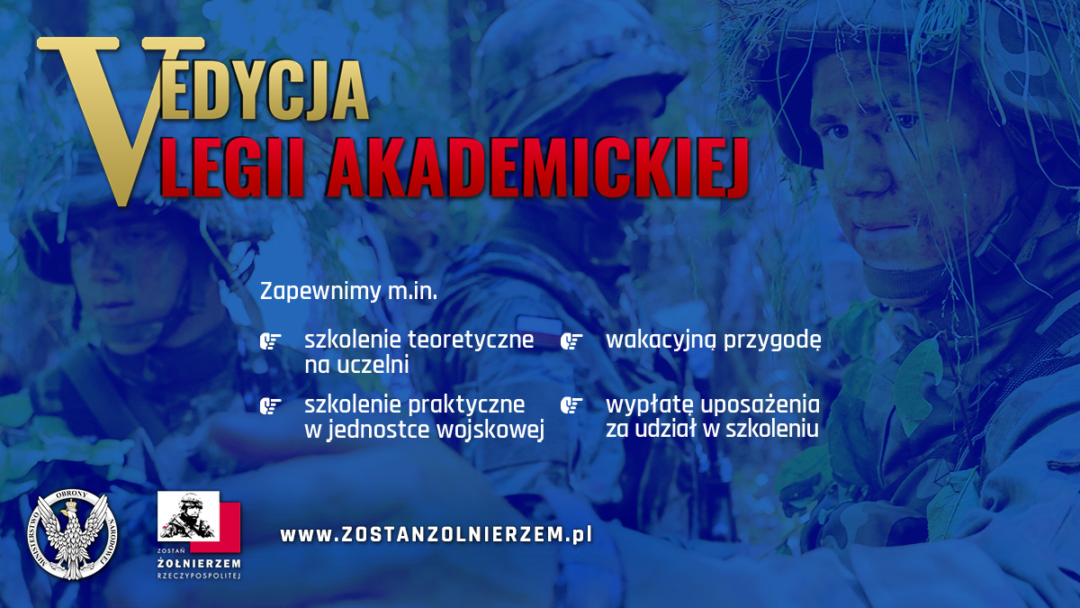 wcr_malbork's tweet photo. 📢 V edycja Legii Akademickiej 🇵🇱 ‼
------
Dołącz do #WojskoPolskie 🇵🇱
ZAINTERESOWANY?
Aplikuj przez: https://t.co/D2BorBOIdZ
#BiuroProgramu #ZostańŻołnierzem
koordynuje #LegiaAkademicka, #CWKM, #OPW,
#CYBERMILzKLASĄ, #PROobronni, #Rekrutacja
i inne programy w #WojskoPolskie 🇵🇱 https://t.co/QBqxE53P8Y