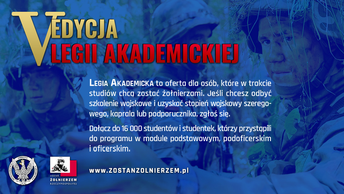 wcr_malbork's tweet photo. 📢 V edycja Legii Akademickiej 🇵🇱 ‼
------
Dołącz do #WojskoPolskie 🇵🇱
ZAINTERESOWANY?
Aplikuj przez: https://t.co/D2BorBOIdZ
#BiuroProgramu #ZostańŻołnierzem
koordynuje #LegiaAkademicka, #CWKM, #OPW,
#CYBERMILzKLASĄ, #PROobronni, #Rekrutacja
i inne programy w #WojskoPolskie 🇵🇱 https://t.co/QBqxE53P8Y