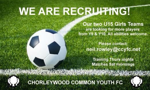 We’re looking for new players for our U15 Girls Teams. Please contact Neil.rowley@ccyfc.net. Please share. <a href="/HertfordshireFA/">Hertfordshire FA</a> <a href="/sportinherts/">Herts Sport & Physical Activity Partnership (HSP)</a> <a href="/ThreeRiversDC/">Three Rivers District Council</a> <a href="/hertscc/">Hertfordshire County Council</a> 
#football #girlsfootball #chorleywood #hertfordshire