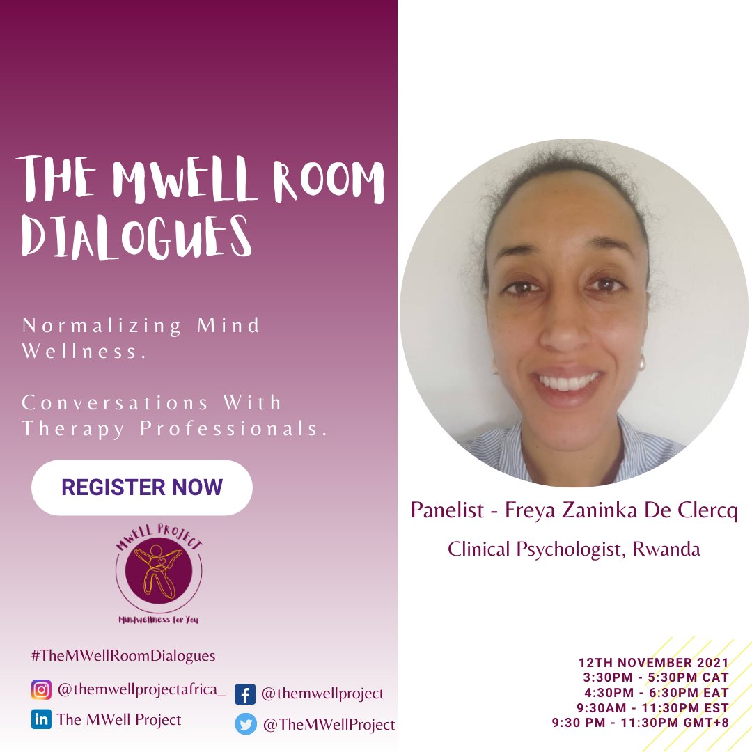 TheMWellProject's tweet photo. As promised, our panel for #TheMWellRoomDialogues features some truly amazing experts in the field of mental health and mind wellness matters.
Introducing Ms. Freya Zanika De Clercq who specializes in talk therapy using a psychoanalytic and systemic approach. https://t.co/IQIDtLioQn