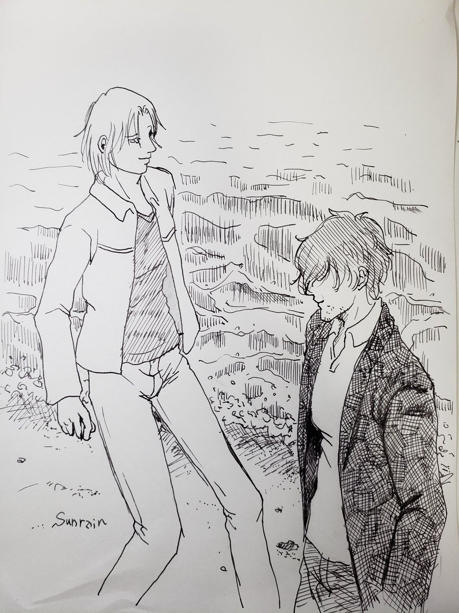 引き潮の間だけ現れるという砂の道。渡った先の小島で遊んで気がつけば、道はもうだいぶ細くなっていた。
「ほら、もう帰るぞ」
二人で歩む帰り道。足跡は、満ちゆく波にさらわれて行った。