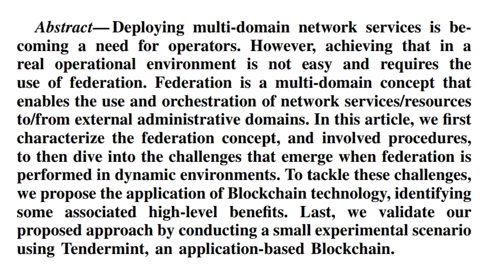 5growth_eu's tweet photo. 🤗Accepted for publication in IEEE Communication Magazine with ACK to 5Growth ‼️

⭐️K. Antevski, C.J. Bernardos, "Federation in dynamic environments: Can Blockchain be the solution?", IEEE Communications Magazine🖇️

#blockchain #5gproject https://t.co/F0qw5MoDWG