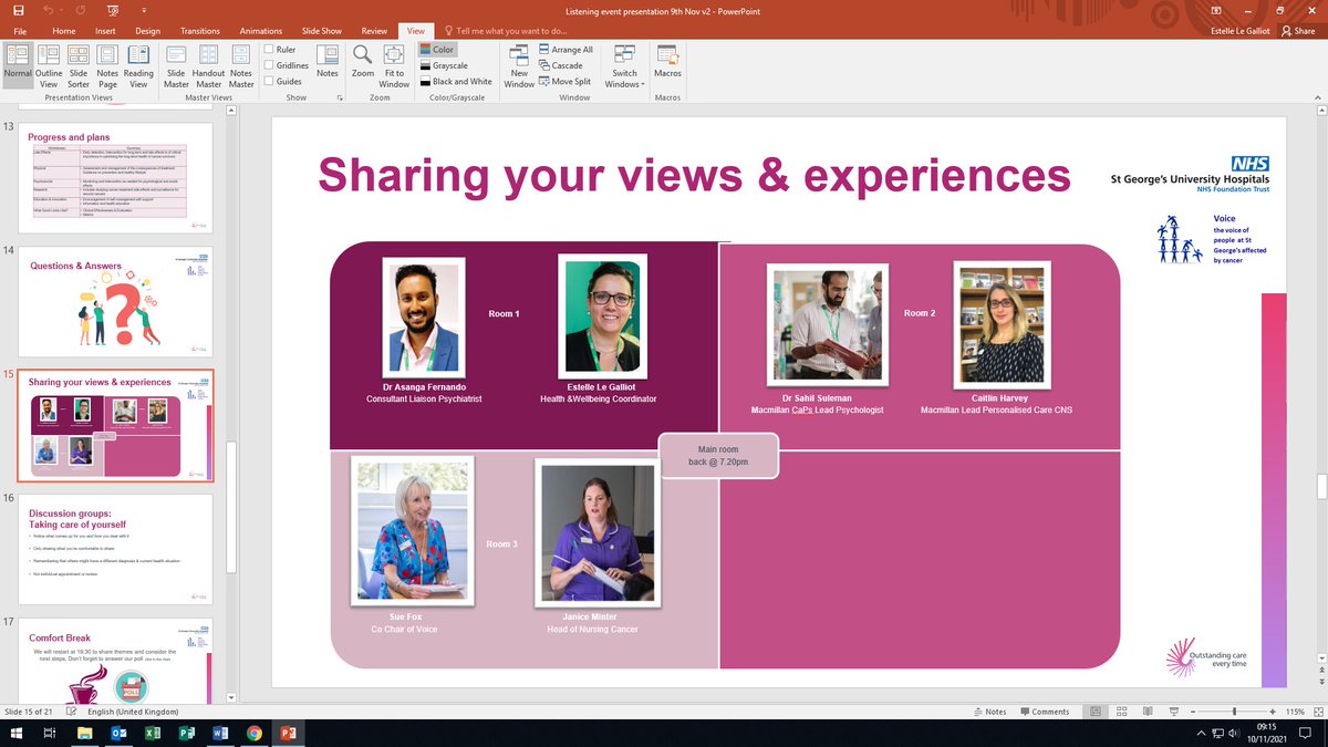 StG_Voice's tweet photo. We are so grateful to all who joined online our chair #SueFox @janiceminter04 @caitlin31832045 #DrAsangaFernando #DrFionaKyle @sahilsuleman & @Estelley77 sharing their experience & views to help @StGeorgesTrust ensure #outstandingcareeverytime to all living with & beyond #Cancer https://t.co/qB4alCZKGb