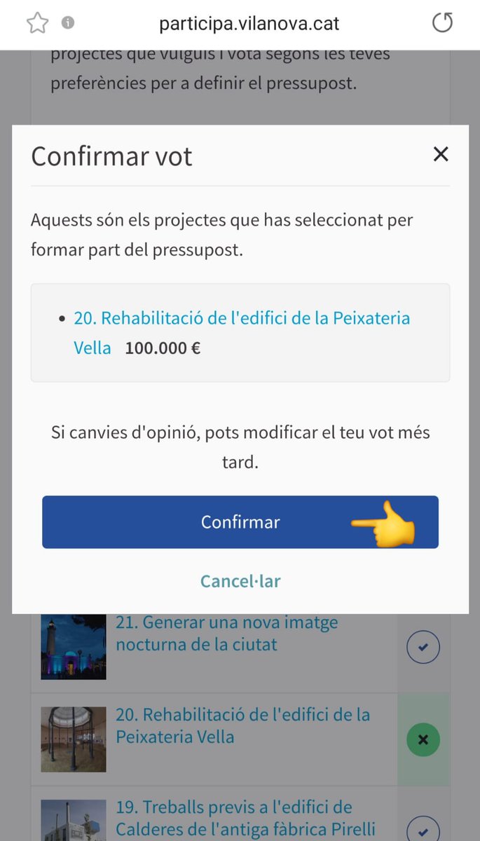FalconsVilanova's tweet photo. Encara no has votat? S'acaba el temps!

💙 Ajuda'ns a rehabilitar la Peixateria Vella votant als Pressupostos Participatius '21 - Categoria Ciutat Viva - Projecte 20

⏱ Són 2 minuts!
https://t.co/Gsc5W3m2Xy https://t.co/mVfIODb5KH