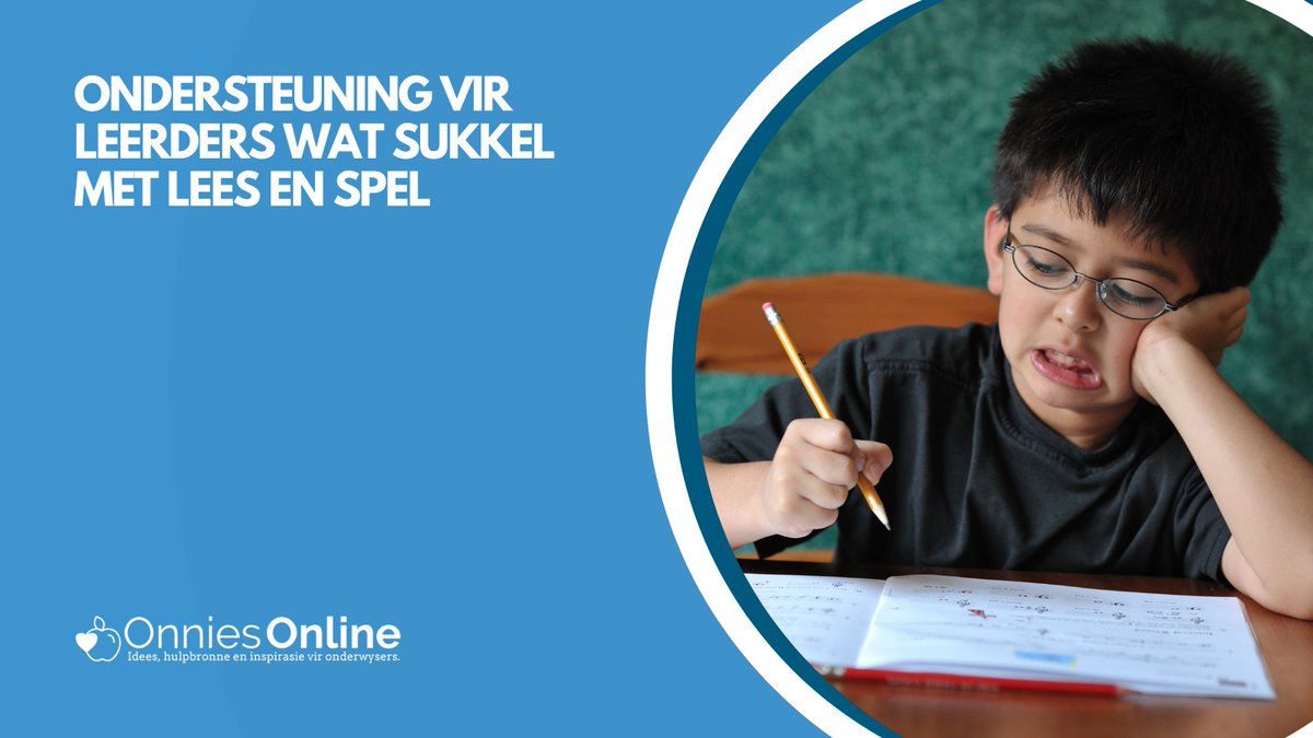 As jy leerders het vir wie lees en spel 'n uitdaging is, volg gerus <a href="/Teacher_in_SA/">Juffer</a> se uitstekende wenke. Sy ken 'n ding of twee van remediërende onderrig.

Lees meer: onniesonline.co.za/ondersteuning-…