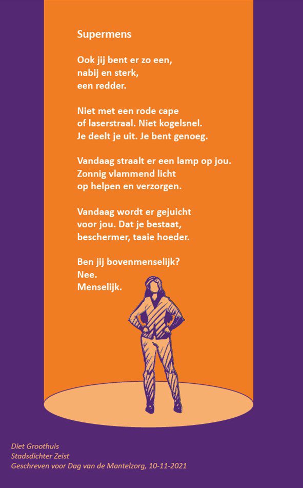Wij wensen mantelzorgers een fijne Dag van de Mantelzorg! Dit mooie gedicht van Diet Groothuis is er speciaal voor jou 🧡💜

<a href="/gemeentezeist/">Gemeente Zeist</a> <a href="/MantelzorgZeist/">Mantelzorg Zeist</a> #dagvandemantelzorg