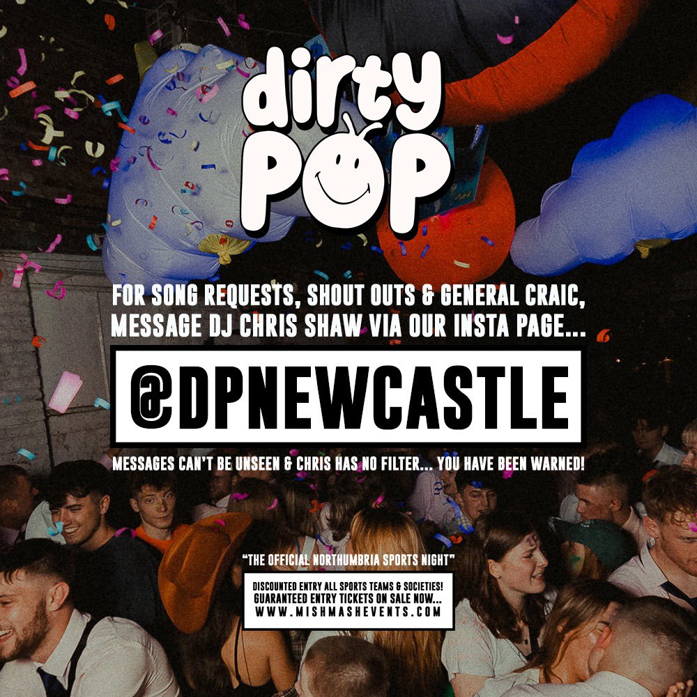 We’re back at Greys Club tonight with 2 rooms of party anthems, pop bangers &amp; guilty pleasures! 🥳🎉

Remember… our resident DJ Chris Shaw will be on hand all night for any song requests or shoutouts! 🎤✨ Just drop our insta a message “DPNewcastle” !!

MishMashEvents.com