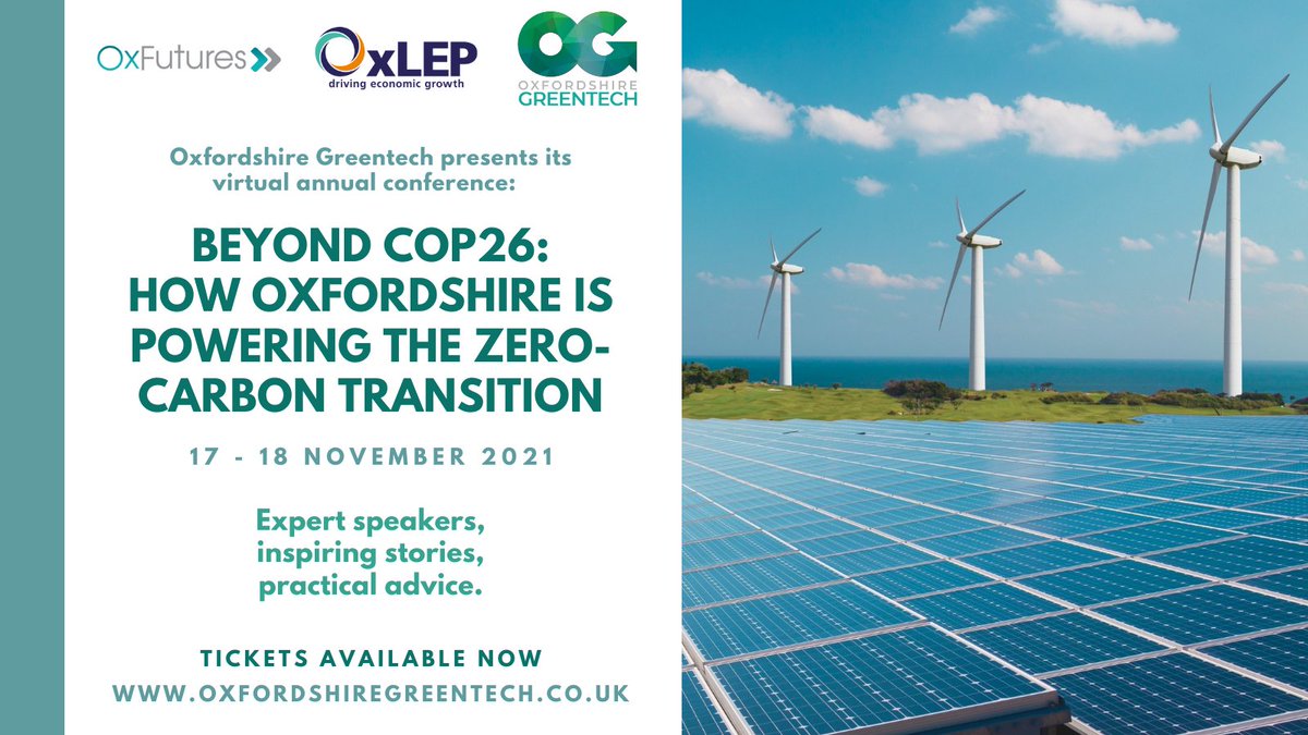 We’re a week away from the annual conference with <a href="/OxFutures/">OxFutures</a> &amp; @OxfordshireLEP. With 13 different speakers across 2 mornings, there'll be something for everyone! Don’t miss out on the closing event from all of Oxfordshire’s #COP26 activity! ow.ly/fUpF50GqQgl