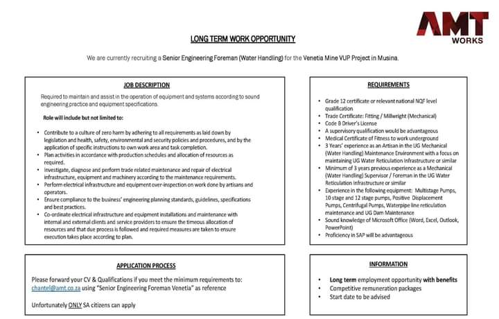 MetjahTebogo's tweet photo. Job vacancies ‼️ 
Please retweet 🙏🏾🙌 https://t.co/NSdtR4aAyH