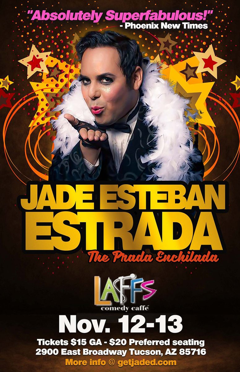 getjaded's tweet photo. My tour of the American Southwest continues! This is my favorite time of the year to be in this area. Catch my show at @laffscomedycafe in #tucson, #arizona Nov. 12-13. ๐ต #azcomedy #tucsoncomedy #gaytucson #comedian #latino #getjaded #lgbtqiawesome Tix:
https://t.co/ppXFKHfRt7 https://t.co/8jcOen0CTQ