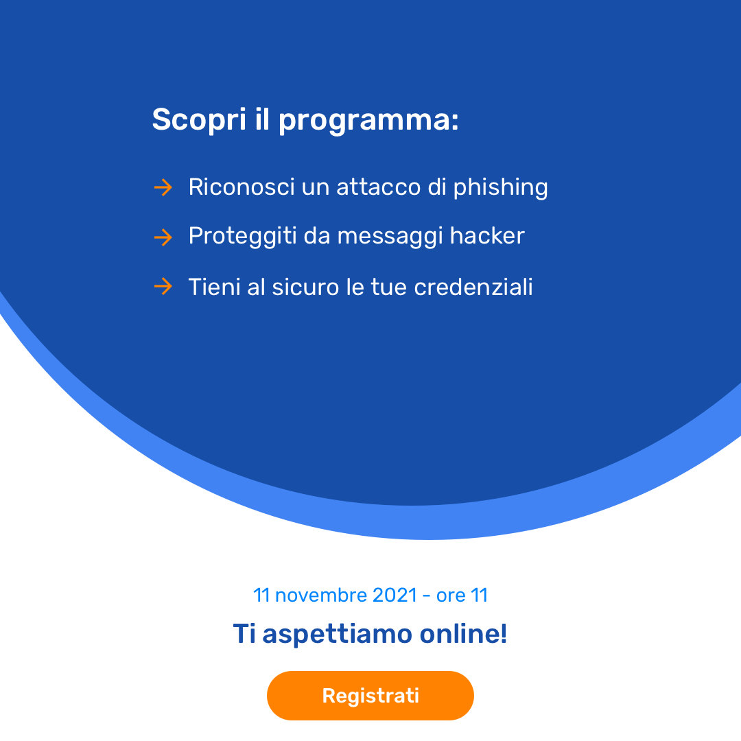 SocialTechno_it's tweet photo. 😏Sapresti riconoscere un attacco di phishing? 
E di vishing o smishing? 
Impara a proteggere la tua Non Profit e il tuo personale da questi attacchi informatici!
⏰Ti aspettiamo al webinar di giovedì 11 novembre ore 11
Registrati qui:https://t.co/4mrI0Tsruc 
#webinar #nonprofit https://t.co/09iadavssx