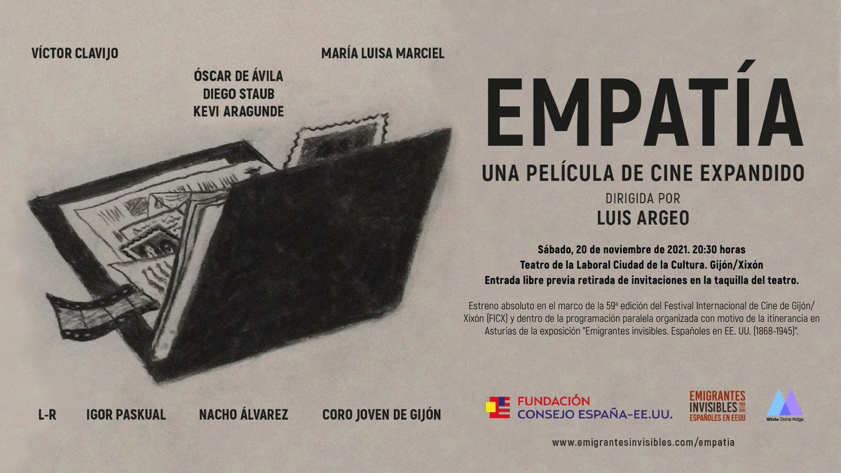 FundConEspEEUU's tweet photo. Producida por #WhiteStoneRidge y @FundConEspEEUU, #Empatía se estrenará en el marco del #59FICX y dentro de la programación paralela organizada con motivo de la itinerancia de #EmigrantesInvisibles

📍 20 NOV | 20:30 h | Teatro de la @LaboralCdlC
+ info: https://t.co/soXp9o2ib6 https://t.co/uRN0t8u5yE