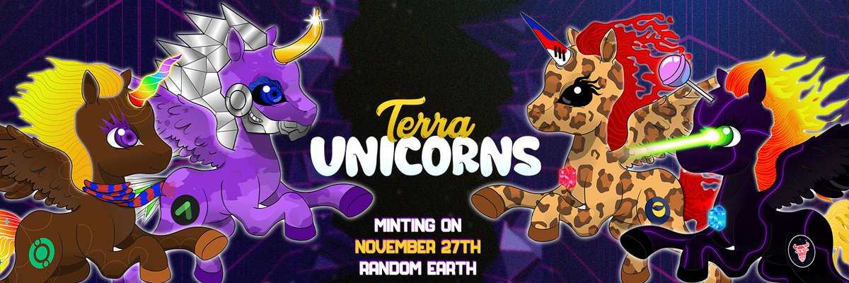 Terra Unicorns 🌖🦄 (@terraunicorns) on Twitter photo ⭐️ Community Whitelist Minting date UPDATED ⭐️
🚀 We updated the minting date to November 27th with <a href="/randomearth_io/">RandomEarth 🌎</a>
🌈 Community Whitelist registration form is now available on terraunicorns.com ⭐️ Community Whitelist Minting date UPDATED ⭐️
🚀 We updated the minting date to November 27th with <a href="/randomearth_io/">RandomEarth 🌎</a>
🌈 Community Whitelist registration form is now available on terraunicorns.com