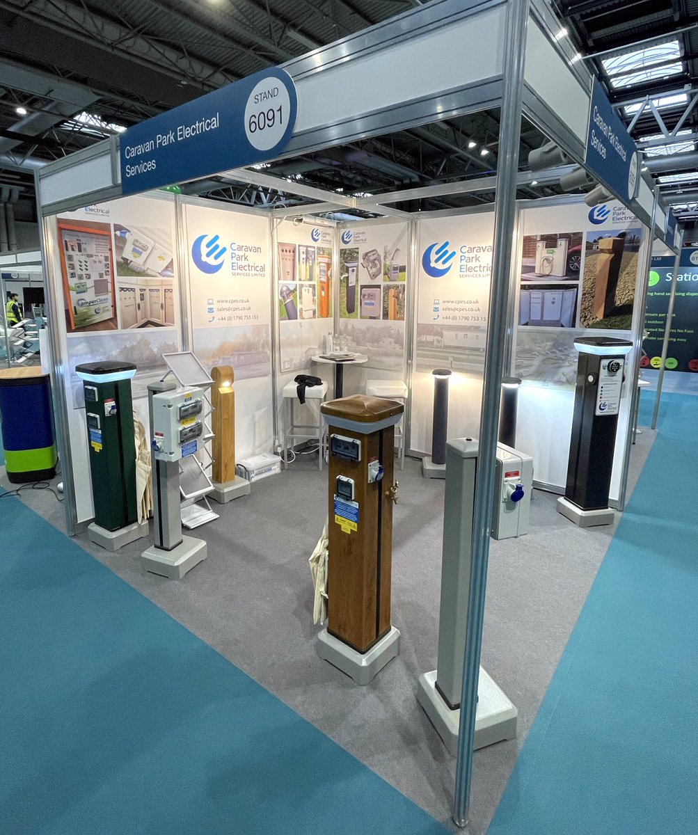 CPESuk's tweet photo. All set up and ready to welcome you on to our stand at @HP_Innovation, where we have a wide range of products to suit all of your site requirements!

#CaravanParkElectrical #CPESUK #HolidayBiz #staycation #holiday #HolidayParkShow #InnovationShow https://t.co/kCrreiSCod