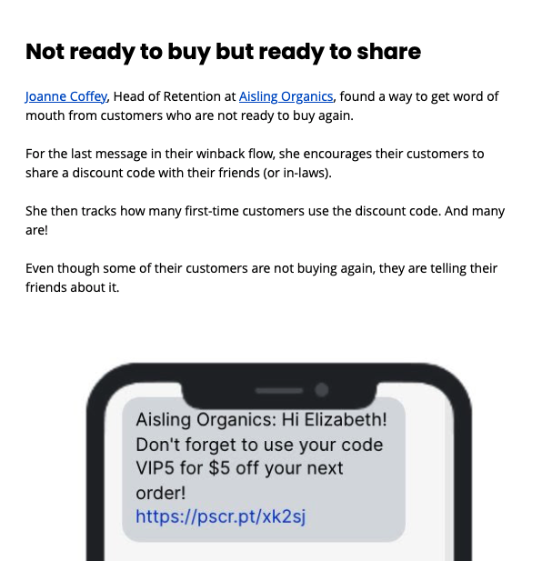 alfred_lua's tweet photo. In the last few weeks, I wrote about how @Aislingorganics, @verbenergy, &amp; @PressOnShop get word of mouth through various approaches.

I’m looking to feature more word-of-mouth examples (referral, influencer, affiliate, etc.) in our blog newsletter. Any DTC brands up for sharing? https://t.co/t1Icz89OIz