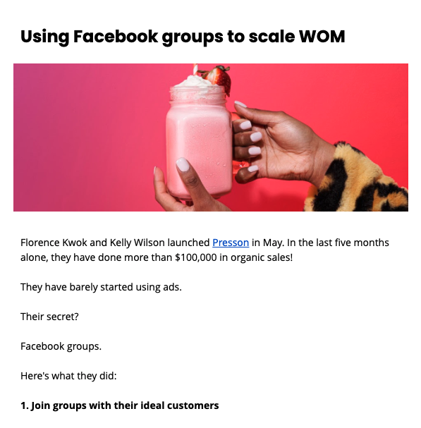 alfred_lua's tweet photo. In the last few weeks, I wrote about how @Aislingorganics, @verbenergy, &amp; @PressOnShop get word of mouth through various approaches.

I’m looking to feature more word-of-mouth examples (referral, influencer, affiliate, etc.) in our blog newsletter. Any DTC brands up for sharing? https://t.co/t1Icz89OIz