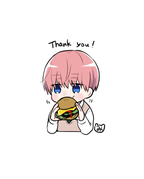 nakano ichika solo food white background holding food blue eyes burger bangs  illustration images