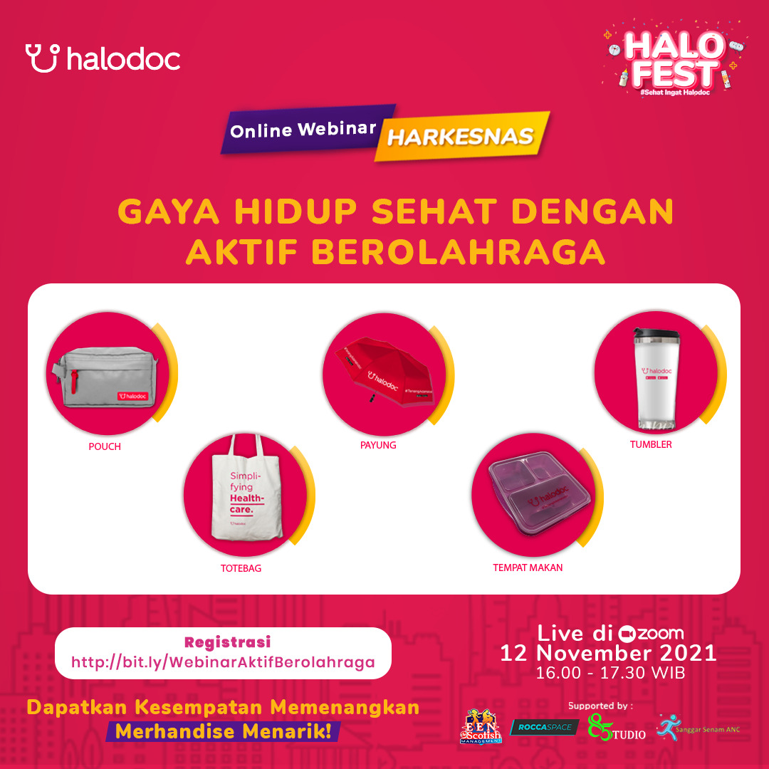 ckh_ent's tweet photo. Yuk kita ikuti Webinar &amp; Workshop GRATIS dari Halodoc dengan tema "Gaya Hidup Sehat Dengan Aktif Berolahraga" pada Jum'at, 12 November 2021 jam 16.00 - 17.30 WIB, Live di Zoom. Segera daftar disini ya! ---> https://t.co/fJvPsAj1fm #halodoc https://t.co/QXKWvYBfw9