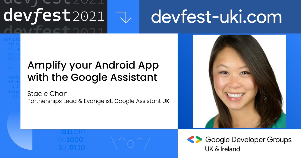 DevFest_UKI's tweet photo. 📢SPEAKER ANNOUNCEMENT! @staciechan invites you to the Hybrid (in-person &amp; virtual) #DevFest UK &amp; Ireland!

📅 Saturday, January 29, 2022
🎟️ https://t.co/LygINQQoHR
🌍 London

#devfestui #womenintech #googleassistant #mobile #appactions #voice #google https://t.co/mbchvC4VOV