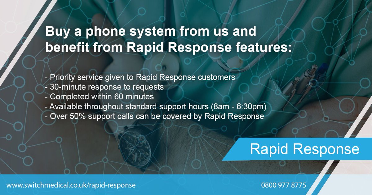 switchmedic's tweet photo. Upgrade your phone system with Switch Medical and receive the best support and aftercare with Rapid Response!

Learn more about Rapid Response - https://t.co/dbW9GC8rjI

Contact us to find out about discounts available for members of the @LMCBuyingGroup.
.
#telecoms #support https://t.co/8wcdlqzJfL