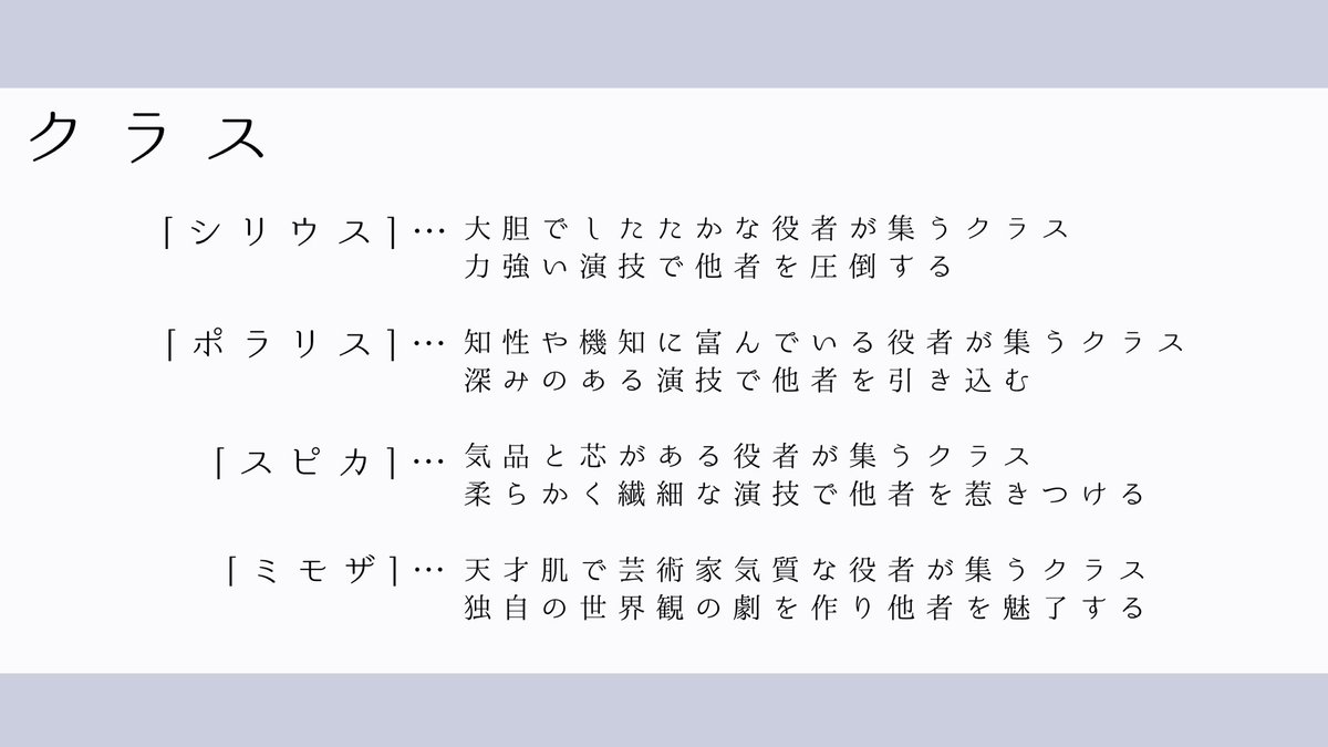 ASA_koshiki's tweet photo. 世界観共有.交流企画【Actors Star Academy】

演劇×舞台×学園

役者を目指す生徒たちが星藝学院という学校で切磋琢磨しデビューを目指す
3L可.学園モノ企画です。

一定数の反応とフォロワー様が集まりましたら始動いたします。

 #創作企画
 #交流企画
 #世界観共有企画 https://t.co/EydSStb5F6