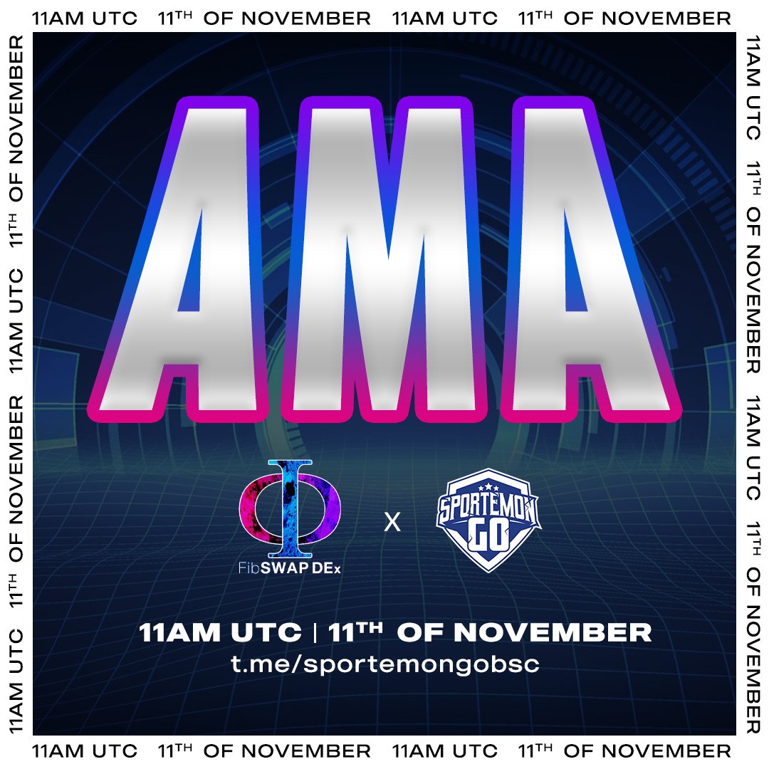 SportemongoTR's tweet photo. AMA |  FibSwap DEx x Sportemon Go
 ⏳ 11:00 UTC |  11 Kasım
 ➡️ https://t.co/eGb7SXHR7T
 @SGOgamechanger @FibSwap
 #GameChanger #letsSGO #NFTcollectibles #NFTs https://t.co/vgI9K7dZ7O https://t.co/otufXBjS8f