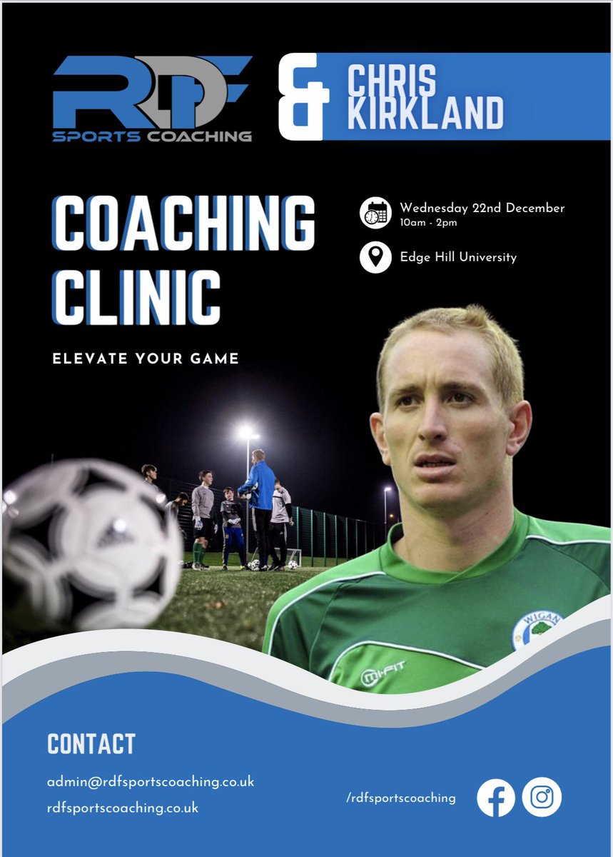 1 day Goalkeeper and outfield coaching clinic <a href="/edgehill/">Edge Hill University</a> with Myself and some great qualified coaches ,lunch provided ,Q&amp;A at the end plus a stall of gloves available to buy at brilliant prices from <a href="/gkicon/">GK ICON</a> click the link below to reserve a spot forms.gle/ViKZrNG2N3ABDp…