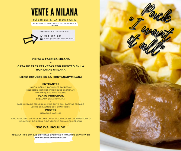 Sin planes para este fin de semana? Todavía estás a tiempo de venir a vernos!!! Reserva tu pack en cervezamilana.com/contacto-y-vis….

<a href="/alimentosVALL/">Alimentos de Valladolid</a> <a href="/tierradesabor/">Tierra de Sabor</a> <a href="/La_Hontana/">La Hontana, BAR.</a> <a href="/ValladolidGuia/">Guía Gastronómica Va</a> <a href="/PucelaPropone/">PropuestasValladolid</a> <a href="/BRPucela/">Beer Runners Pucela</a> #montemayordepililla <a href="/dipvalladolid/">DiputacionValladolid</a> <a href="/TurismoSegovia/">TurismodeSegovia</a> <a href="/porticoruralSL/">Portico Rural viajes🏡</a>