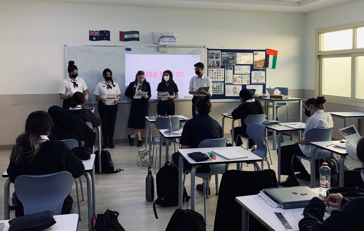 AIS_English's tweet photo. Our Year 10 Advanced English engaging in collaborative work as they present their textual analysis and prepare for their upcoming exam. #AISEnglish #AISGrade10 #AISSrSecondary https://t.co/v4yfC5t5JS
