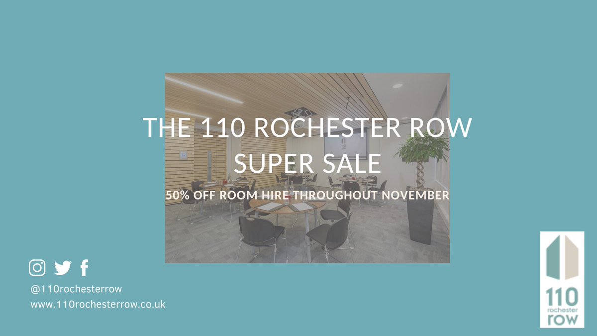 ✨SALE✨ Use promo code ‘NOV50’ throughout November to enjoy 50% off Room Hire for new online bookings! 📞 020 7828 2888 💻 110rochesterrow.co.uk T&C’s Apply.