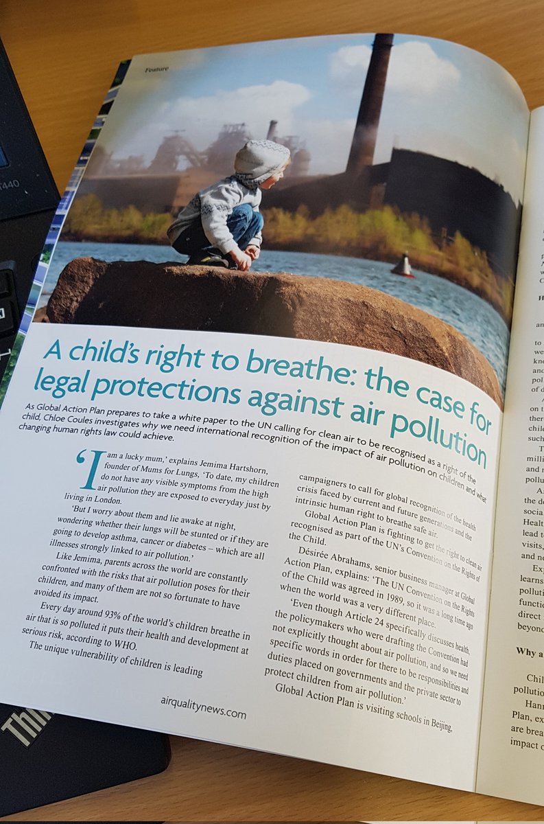 ChloeCoules's tweet photo. So proud of the @airqualitynews team for this powerful issue, and very excited to share my first solo cover story for the mag, tackling the important issue of children's right to #CleanAir with @globalactplan and @MumsForLungs! https://t.co/l4nRmc36AS