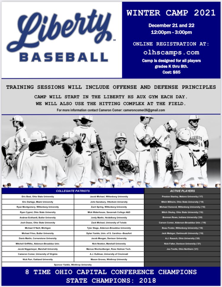 It’s nearing that time - winter youth baseball camp - a great way to spend the holidays