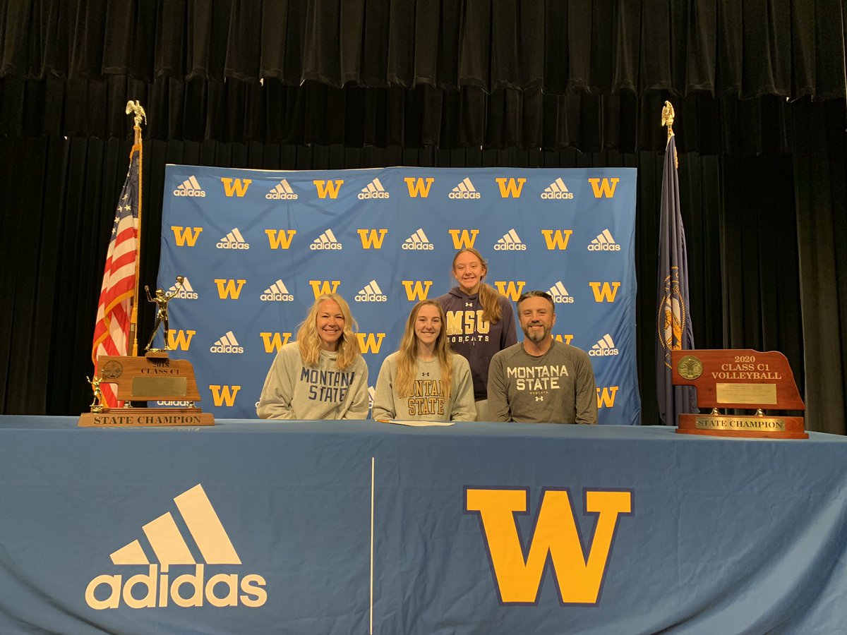 mlarson03's tweet photo. Signing day looking a little different here… Excited to finally be a Bobcat!! I’ll be back soon:) @MSUBobcatsVB @CoachDLJones https://t.co/ytE1EakD4y