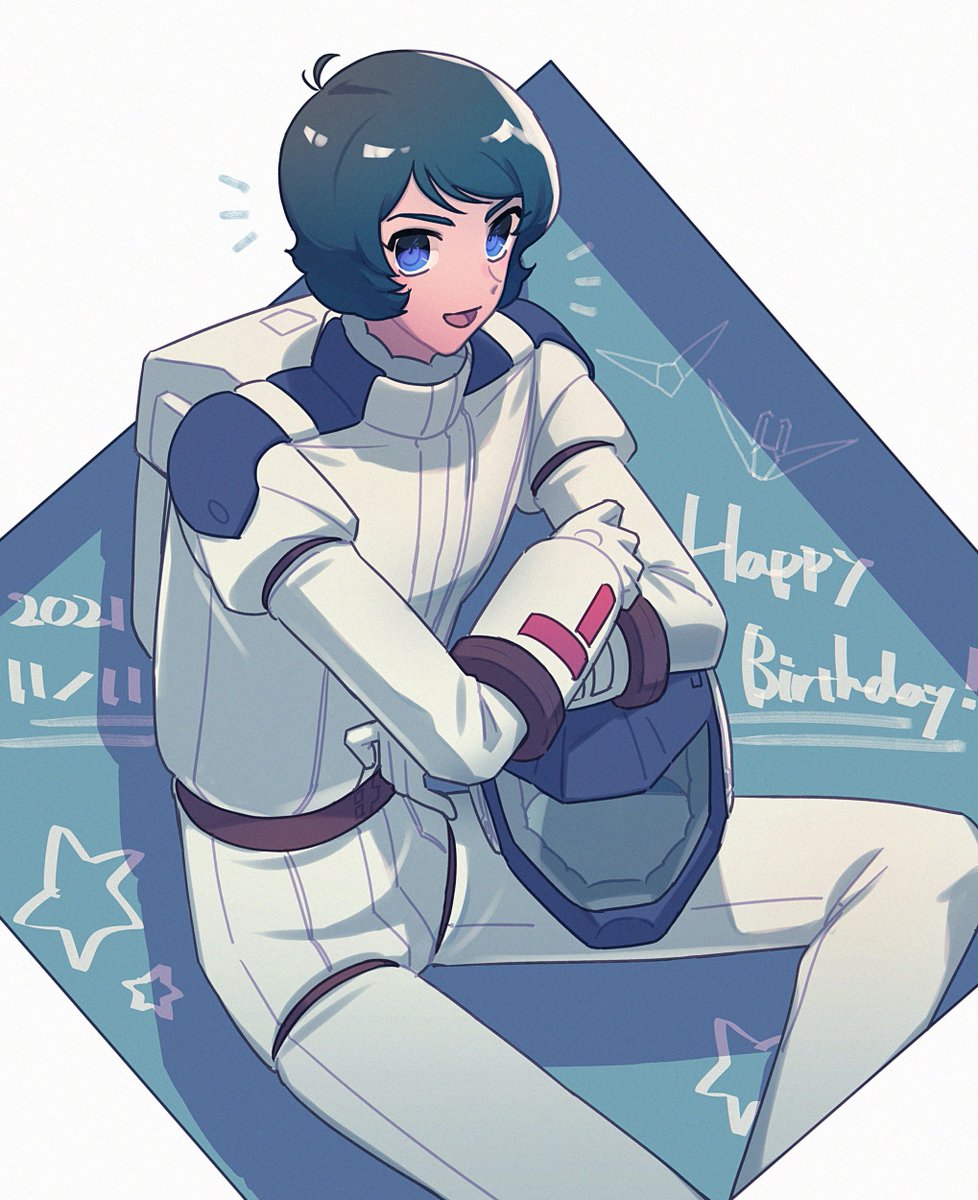 male focus 1boy solo pilot suit blue eyes helmet happy birthday  illustration images