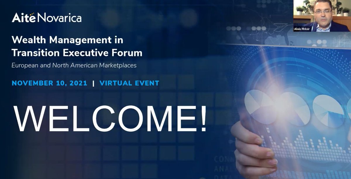 And, we're live! <a href="/AiteGroup/">Aite Group (now Aite-Novarica Group)</a>’s Wealth Management in Transition Executive Forum #WMIT2021 kicks off now w/ opening remarks by ANG's Alois Pirker. We're looking forward to a great event, let’s get started! bit.ly/3Bi56xr #wealthmanagement #financialplanning #wealthtech