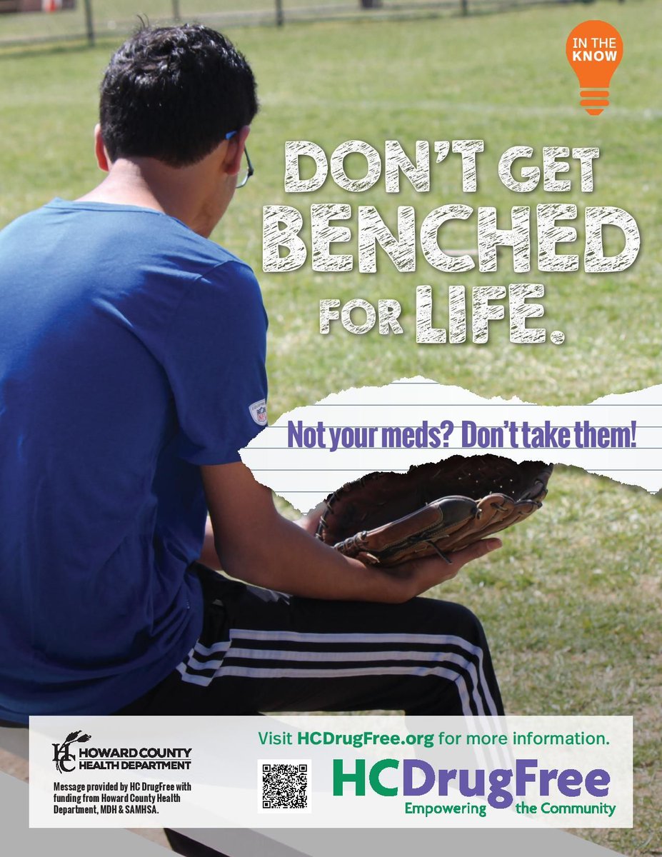 HCdrugfree's tweet image. Parents, have you told your kids it&apos;s not only unsafe to take someone else&apos;s prescription meds, but it&apos;s illegal &amp;amp; can get you #BenchedForLife 
@HoCoHealth
 
@MDHealthDept
 
@samhsagov
 Learn more: buff.ly/3yY3fgL 
#hocohealth #hocoteens #hocosports #hocostudents #hocomd