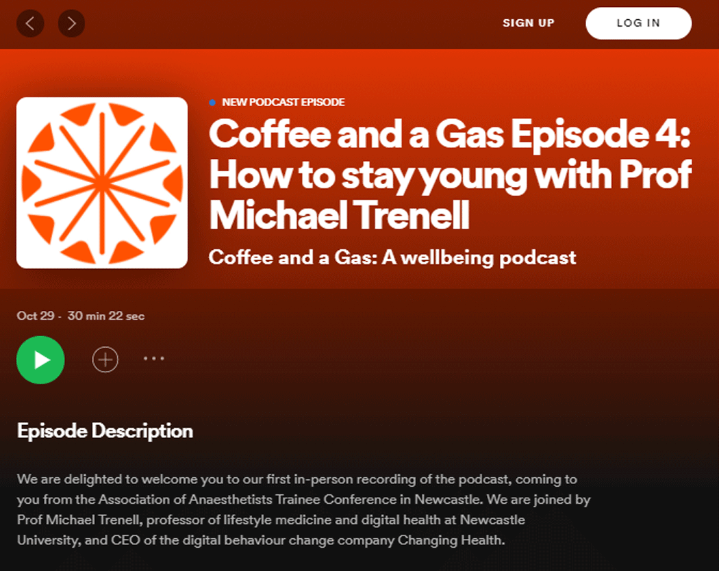 Assoc_Anaes's tweet photo. The latest episode of our wellbeing podcast Coffee and a Gas is out now! 

👂 Listen in for thoughts on what you can do to stay young: https://t.co/gyH68ER6x7 https://t.co/MNCXyiOEul
