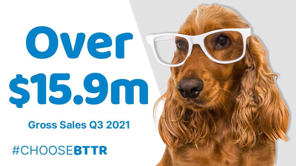 $BTTR We’ve crunched the numbers, so you don’t have to! It wasn’t ruff!🐶 + Net sales for the third quarter of 2021 are up 19%, as compared to the same period last year! #chooseBTTR #halopets #trudog #woofwednesdays #BTTR #dogparent #invest #investment #trade #stock