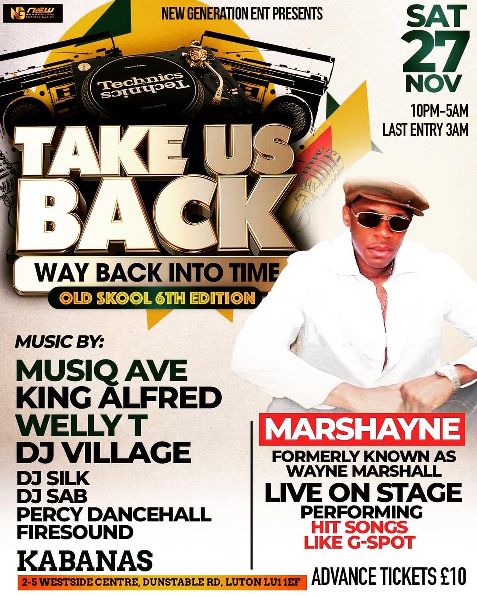 Kingalfred11's tweet photo. Wayne Marshayne formerly known as Wayne Marshall *Gspot hitmaker * live @Kabanas_Bar  Saturday 27th November 10pm-5am 

It’s an Old Skool Edition https://t.co/crWzF1qL2C