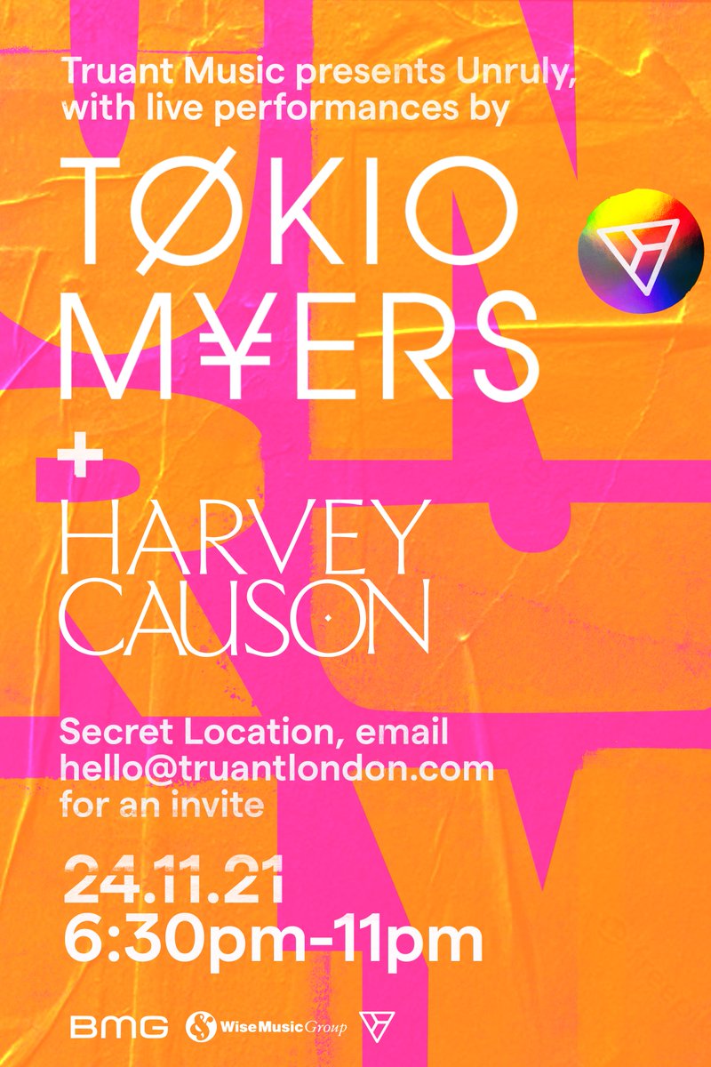 truantlondon's tweet photo. #UNRULY is back baby! Our live music platform is bringing the noise this November, with exclusive performances from Tokio Myers &amp; Harvey Causon. It's going to be 🔥 so if you want IN then drop us a note at hello@truantlondon.com https://t.co/l0jWgT8drY