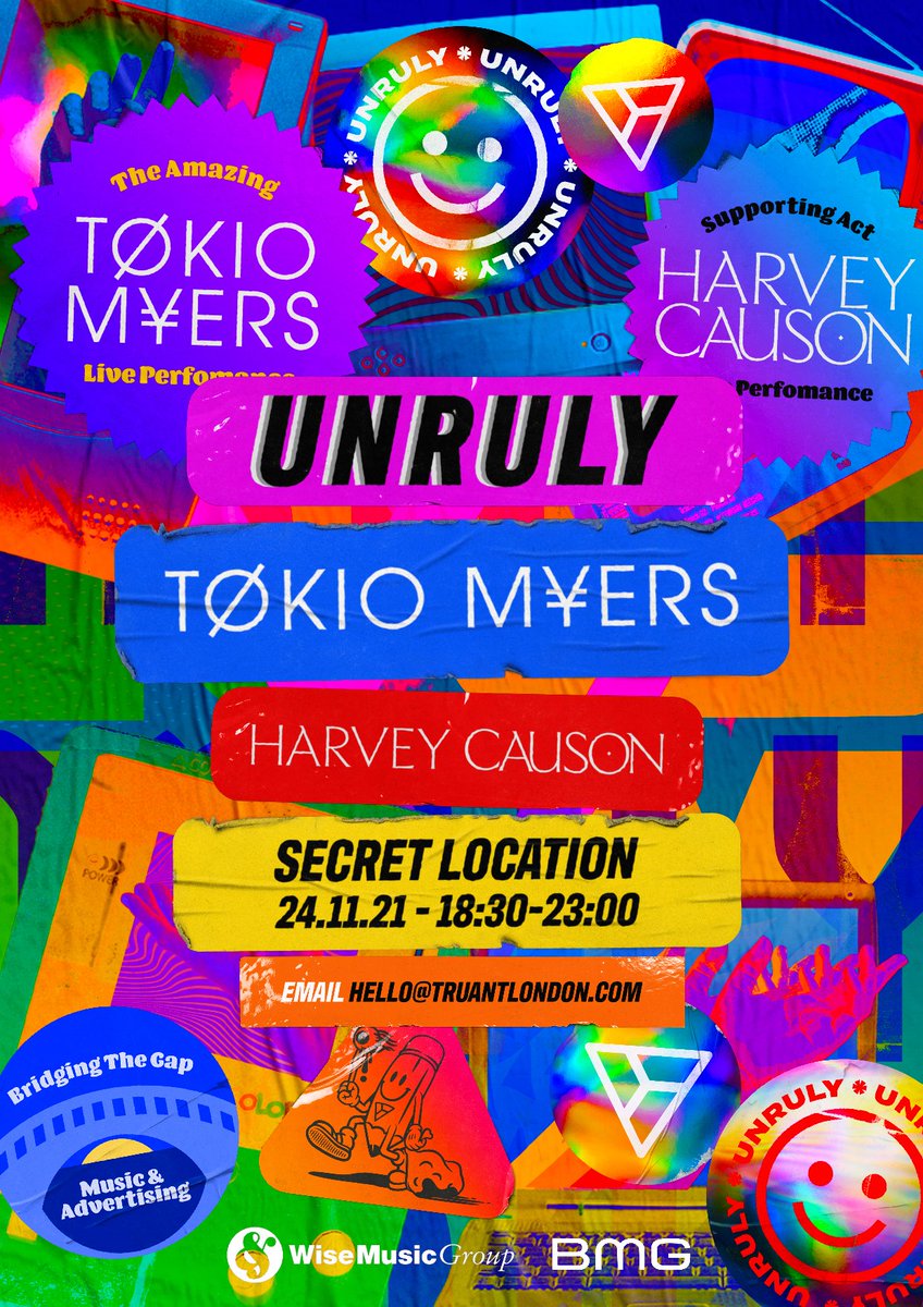 truantlondon's tweet photo. #UNRULY is back baby! Our live music platform is bringing the noise this November, with exclusive performances from Tokio Myers &amp; Harvey Causon. It's going to be 🔥 so if you want IN then drop us a note at hello@truantlondon.com https://t.co/l0jWgT8drY