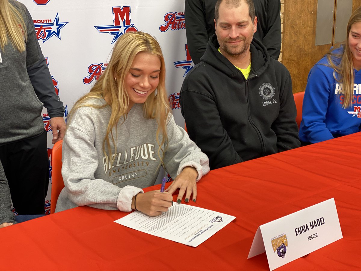Congrats to Emma Madej on signing with <a href="/BU_WomenSoccer/">Bellevue University Women's Soccer</a> - We can't wait to see the impact Emma makes for the Bruins as she continues her academic and athletic career! <a href="/MSouthGSoccer/">PatriotsGirlsSoccer</a>
