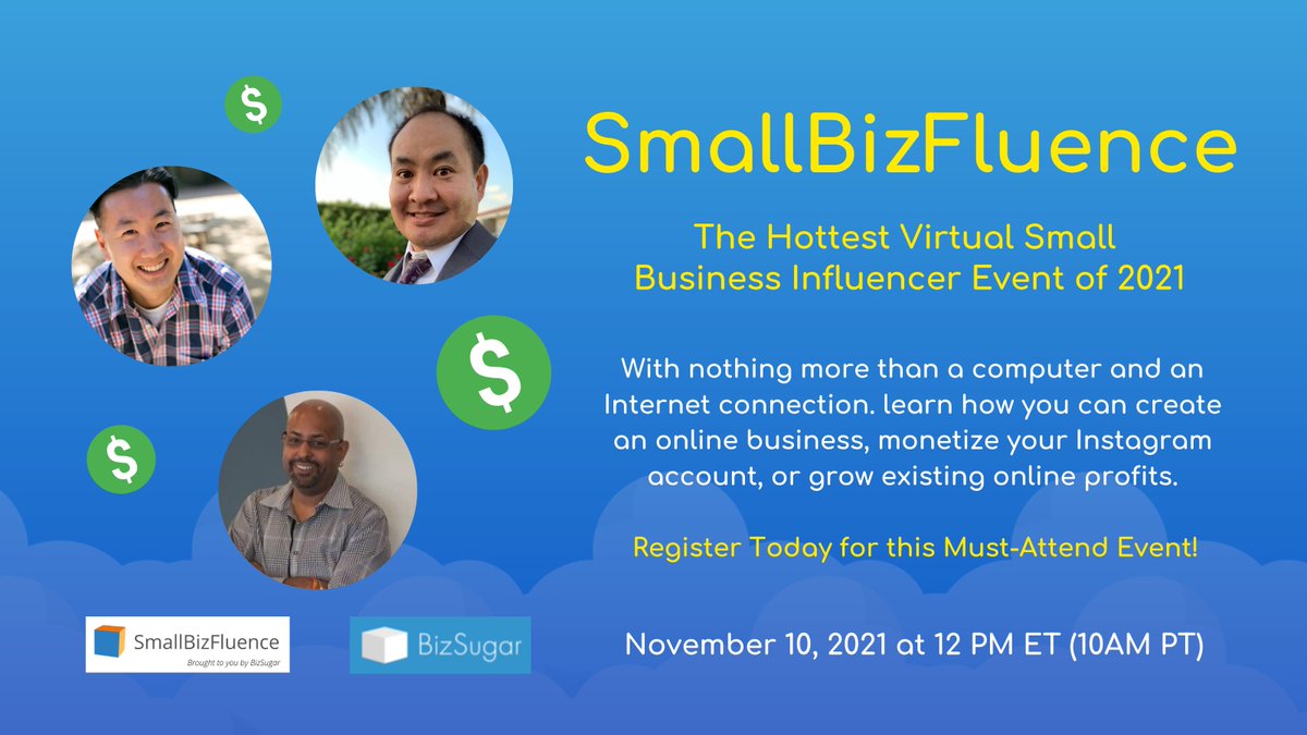 smallbiztrends's tweet photo. TODAY starting at Noon ET, hear from experts like @mywifequit, @dennisyu and @ColderICE as they share how they’ve built #profitablebusinesses at the #SmallBizFluence event! https://t.co/4sjwXTETxw https://t.co/z0LTBmlD7G