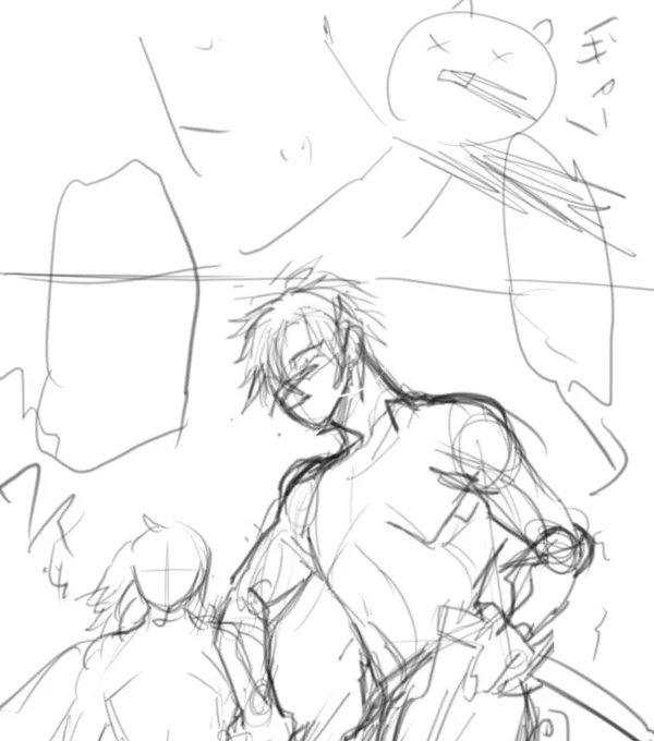 描きかけ漫画のラフをみつけたが、ラフもラフすぎて自分で笑ってしまったw
\ギャー/てなんだよwww 
