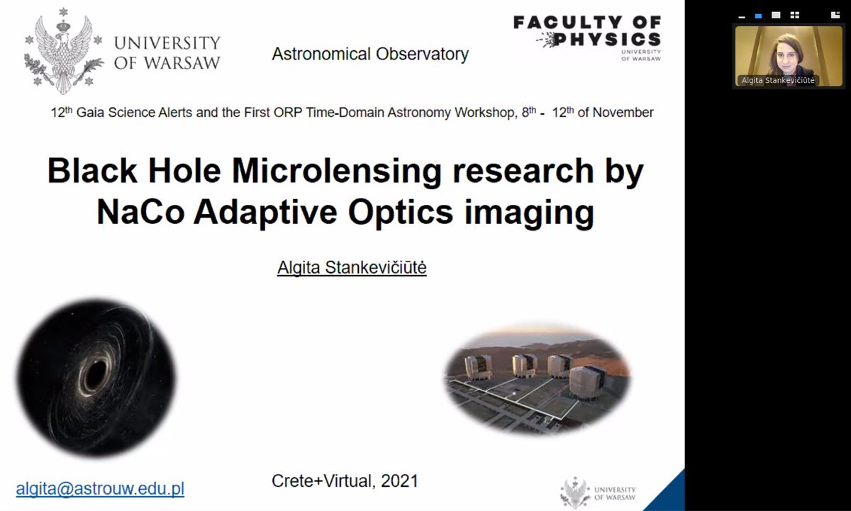 nada_ihanec's tweet photo. Algita Stankevičiute  presenting Black Hole Microlensing research by NaCo Adaptive Optics imaging #gaia_tda_orp2021 #GaiaAlerts https://t.co/oH93saKNAI